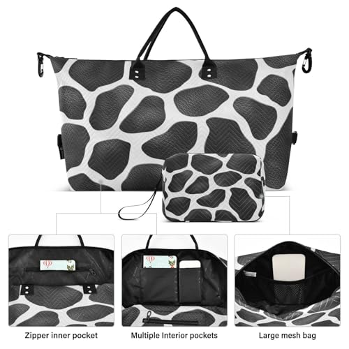 Cow Print Travel Duffel Bag Large Capacity Weekender Bag with Toiletry Bag Detachable Shoulder Strap Travel Tote Bag for Women2