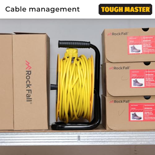 Carrete de cable de extensión resistente Tough Master 30m 4 enchufes 13A 2