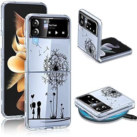 Croazhi Z Flip 4 Mobile Phone Case for Samsung Galaxy Z Flip 4 5G Case, Transparent Thin Silicone Flower Pattern, Galaxy Z Flip 4 Protective Case 360 Degree Bumper Shockproof for Samsung Z Flip 4 Case Cover