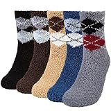 Chalier Cozy 5 Paar Kuschelsocken Herren Bettsocken Kuschel Flauschig Weiche Socken Haussocken Warme Dicke Business Herren Socken 42-47(EU), Mehrfarbig5