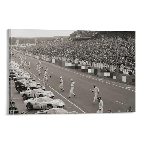 kjuhuikj Vintage Poster Le Mans 24 Hours Race Start Black