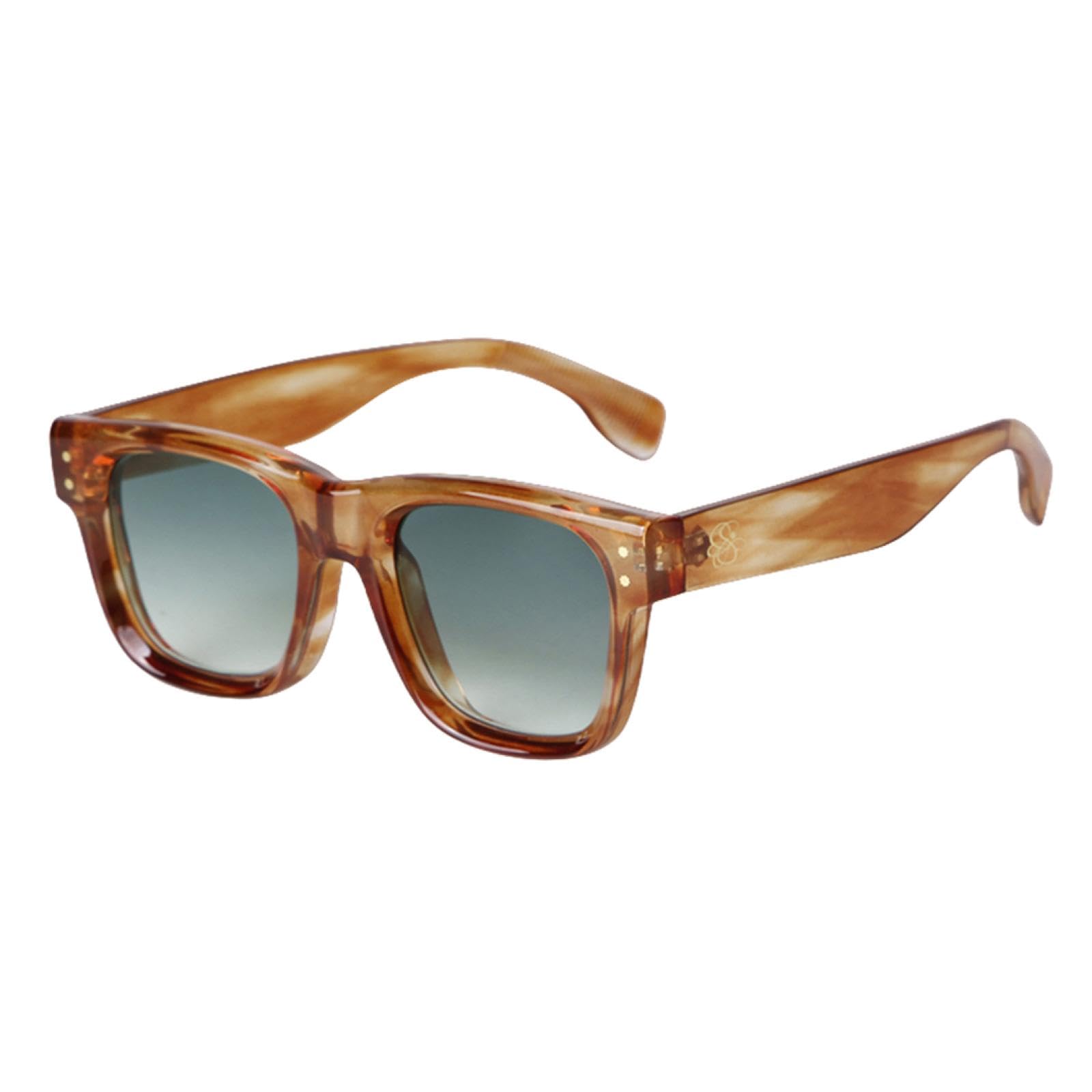Okulary przeciwsłoneczne Fashion Square Rivets męskie UV400 Vintage Light Green Trendy damskie okulary przeciwsłoneczne z logo