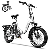 Foldable Electric Bike for Adults, Peak 1000W Brushless Motor 30MPH 70Miles City Commuter Ebike, 48V 20AH Lithium Battery, 20" Fat Tire 7-Speed Mountain E-Bicycle Front Suspension LCD Display White