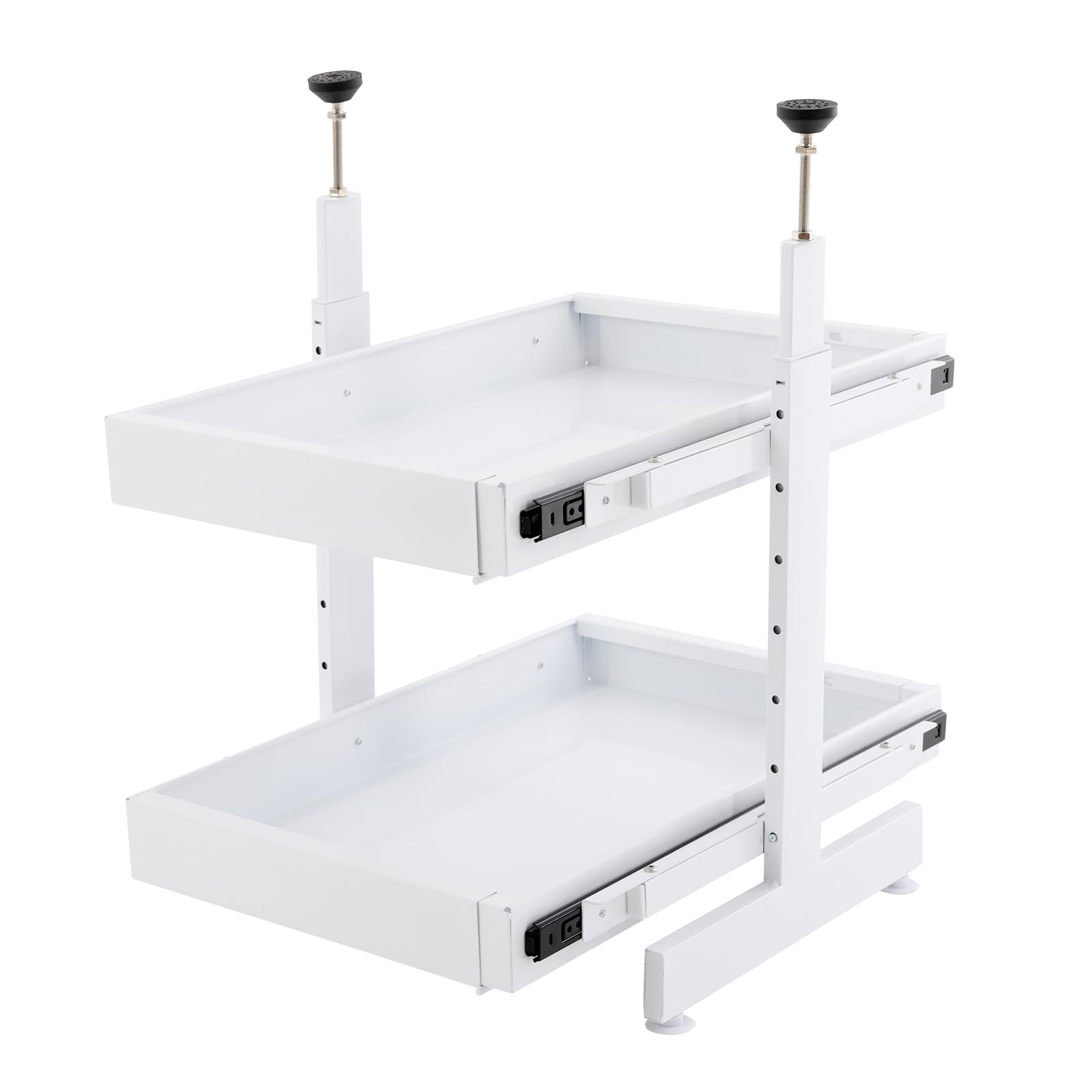 2-Ebenen Spülschrank Organizer Höhenverstellbar Teleskopschublade Unter Waschbecken Regal Unterschrank Organizer Küchenschrank Innenschublade Organizer für Küchen, Badezimmer (Weiß)