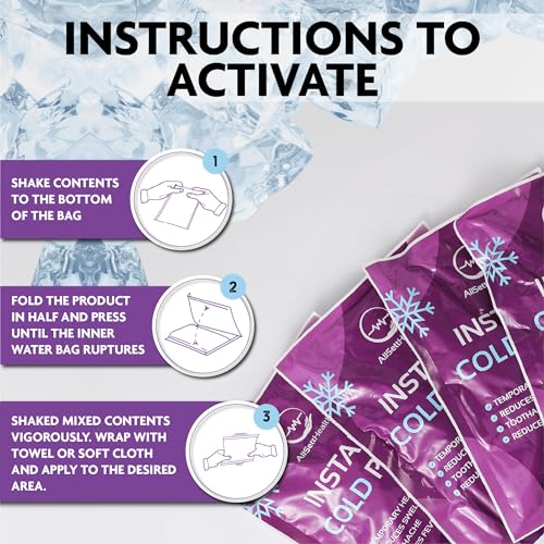 Image of Large Instant Ice Packs for Injuries (9 inch x 6 inch) - 12 Pack | Instant Cold Pack for Back Pain Relief, Cold Compress, Swelling, First Aid, Toothache, Athletes & Outdoor Activities