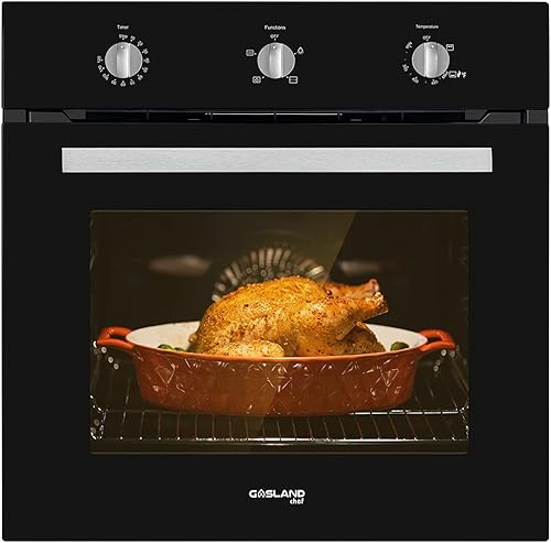 GASLAND Chef Horno de pared de gas natural, horno de pared individual integrado de 24 pulgadas, horno de pared de gas de convección con asador,