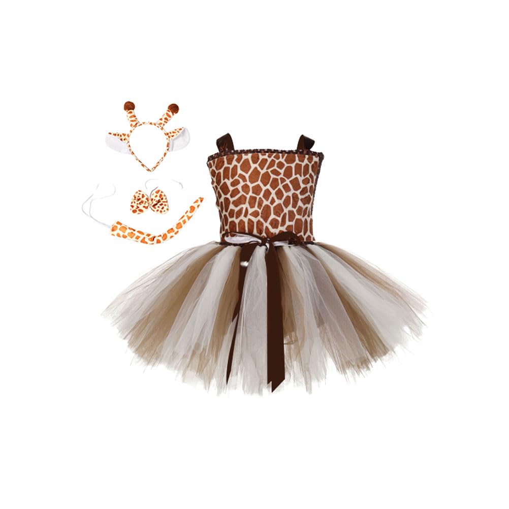 LIFKOME Giraffen Mädchenkleid Cartoon Kostüm aus Nylon in Größe Xl | 1 Satz mit Haar, Kunstschwanz und Fliege, für Girl und Mädchen, Foto Requisit, Weihnachtsfeier