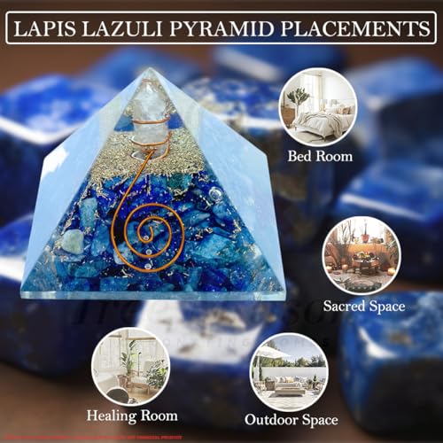 Image of Lapis Lazuli Crystal Pyramid | 2 Inch | Feng Shui & Vastu Correction | Crystal Pyramid for Positive Energy, Health, Good Luck | Home & Office Decor | Gift | Study Table