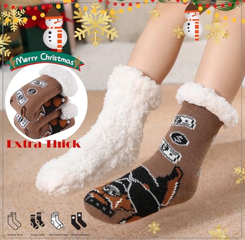 Kids FluffySocks Boy Girl Camouflage Soft Thicken Winter Thermal Fleece Fuzzy Non-Skid Children Home Christmas Socks4