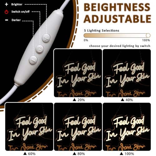 Image of Feel Good In Your Skin Neon Sign for Wall Decor, 16.54 inch x 8.27 inch Led Signs for Beauty Salon, USB Dimmable Letters Neon Lights for Business Skincare Studio Shop Facial Spa Bar Home Wall Art