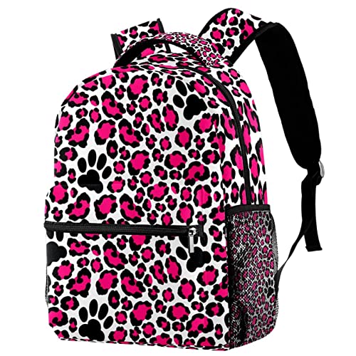 Sac à dos imprimé patte léopard pour livres scolaires de fille et garçon
