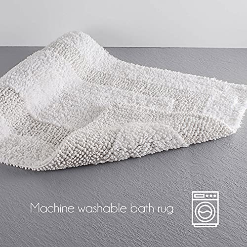 Image of SPREAD SPAIN Cotton Luxury Reversible Bathmat Super Absorbent Bathrug (40 x 60 CM White)