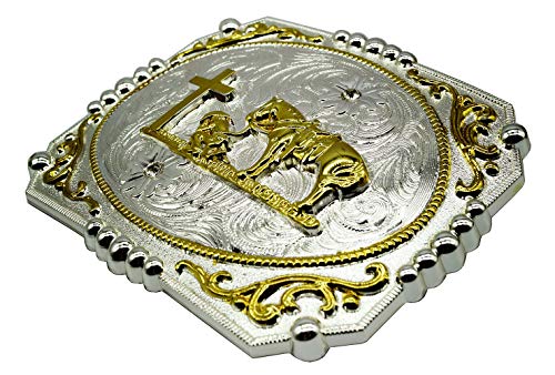 Image of Moranse Cross Cowboy Kneeling Prayer Horse Zinc Alloy Belt Buckles
