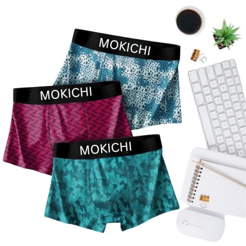 Image of Men's Microfiber Printed Boxer Briefs for Men | Ultra Soft Breathable Stretch Trunks | Moisture Wicking Comfort Fit Innerwear | Elastic Waistband | Assorted Prints | Pack of 3