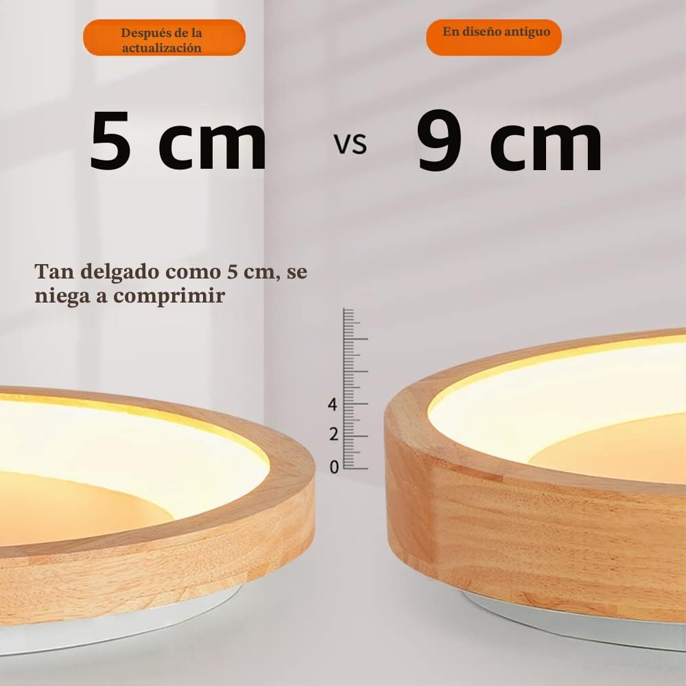 VOMI LED Lámpara de Techo de Madera con Mando a Distancia, 50cm Redonda Plafón LED Regulable 36W Modernos Lampara Infantiles Iluminación de Techo Interior Sala Dormitorio Cocina Comedor Pasillo