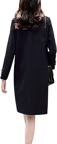 Miniatura 2 de Chouyatou - Abrigo esencial elegante de lana con doble solapa para mujer, largo medio