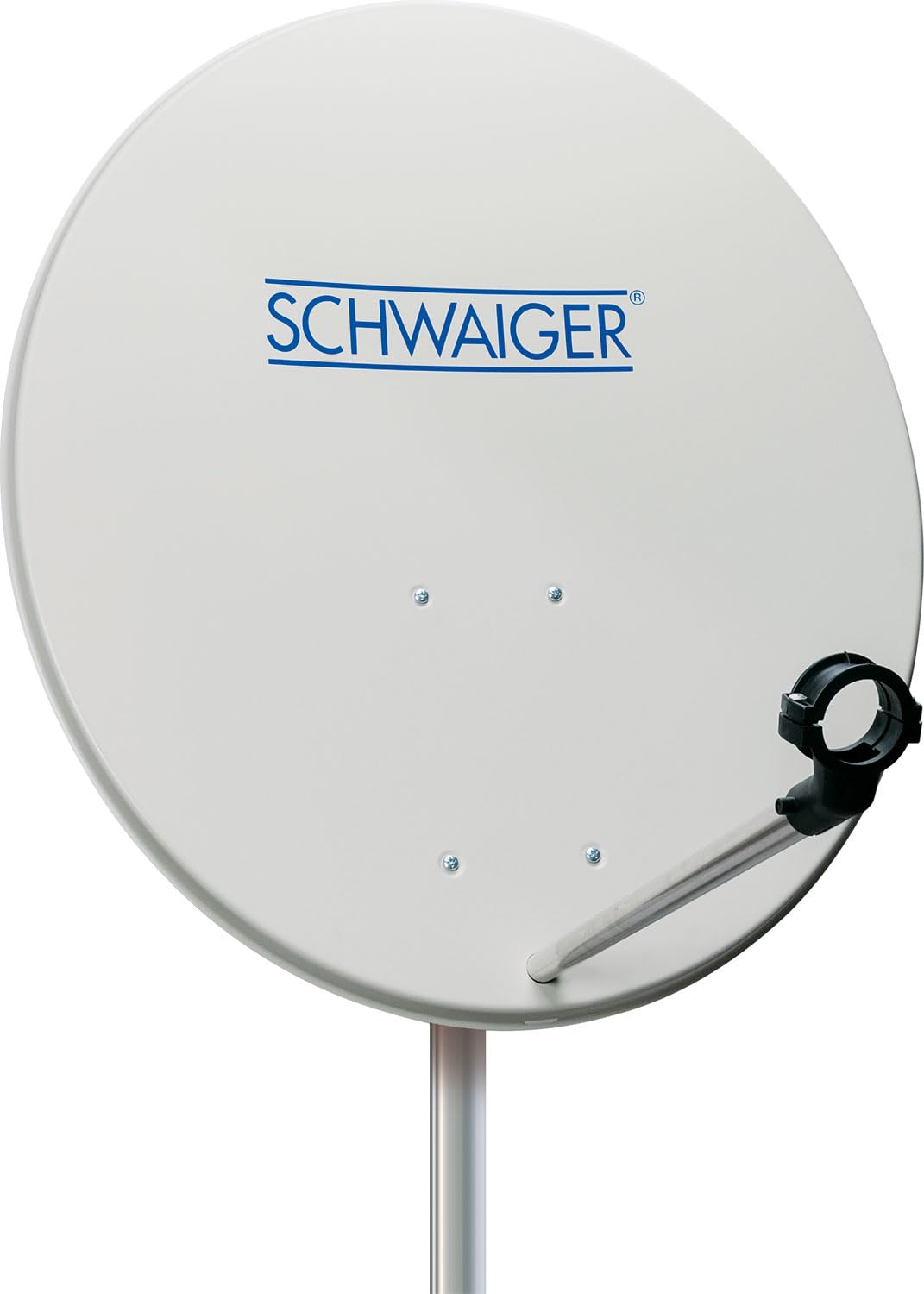 SCHWAIGER SAT8140HD Système satellite avec antenne satellite LNB simple récepteur HD télécommande numérique en acier Gris clair 80 cm