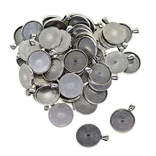 SNAPPSY 2x50pcs Blank Round Bezel Tray Base for Cabochon Pendant Tibetan Silver 20mm-picture-43