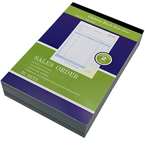 Online Best Service BHAT12-1609 5 Pack Large Sales Order Book Receipt Invoice Duplicate Carbonless 50 Sets 5.9/16 Inch X 8"7/16 thumb #2