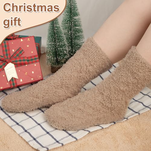 Image of Loritta 5 Pairs Womens Fuzzy Socks Cozy Soft Fluffy Cute Cat Animal Winter Warm Slipper Socks Christmas Stocking Stuffers