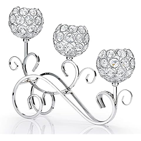 SUMTree 3-Arm Crystal Tealight Candelabra Cover