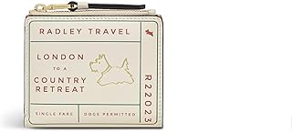 London Travel Small Bifold Purse, Made from Oat Milk Smooth Leather, Press Stud Purse with 6 Interior Card Slots & Zipped Pockets