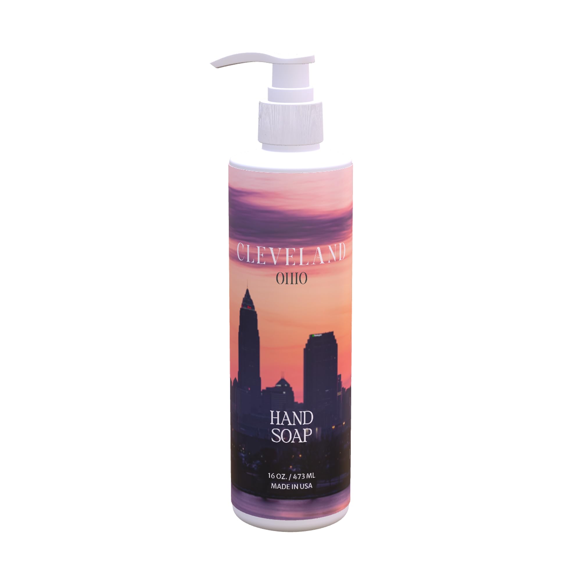 Hand Soap Set Cleveland City Map Design Fresh Green Tea Lemon Scent 12 Pack 16 oz Pump Bottles