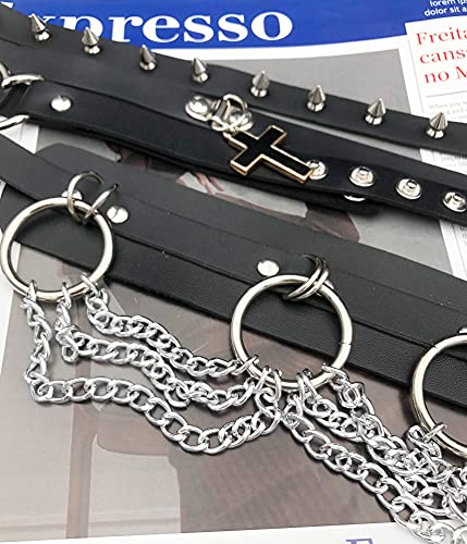 Futtmi 8Pcs Pu Leather Punk Choker Necklaces For Women Gothic Black Leather Collar Love Heart Spiked Vintage Choker Halloween Costume Cosplay Adjustable Collar Choker Set #TOP5