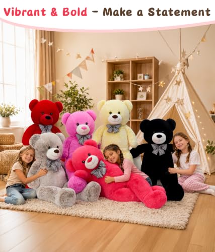 Image of MaoGoLan Giant Teddy Bear 4 Feet,Adorable Big Bear Stuffed Animal 47 inch, Classic Teddy Bear Plush Gift Decoration for Baby Shower,Party,Birthday,Valentines Day,Rose Red