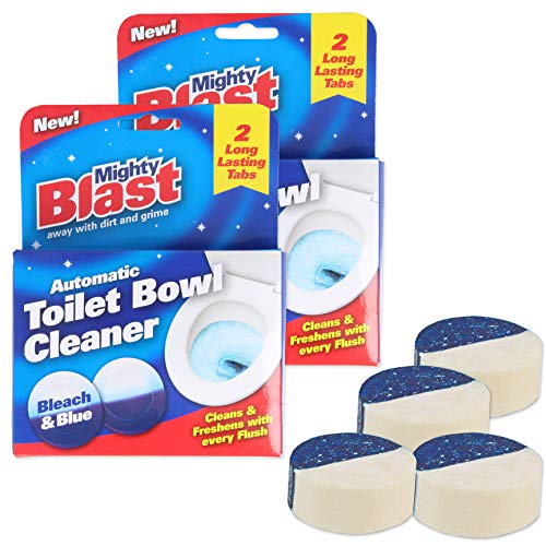 White Hinge Limited 4x Toilet Bowl Cleaning Tablets, Bleach & Blue Cistern Freshener Germ Killer Blocks