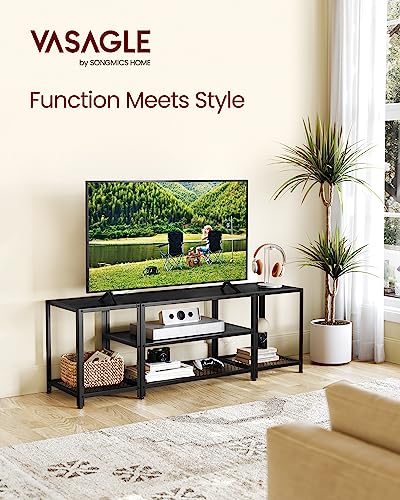 Image of VASAGLE TV Stand for TVs up to 75 Inches, 3-Tier, Open Storage Shelves