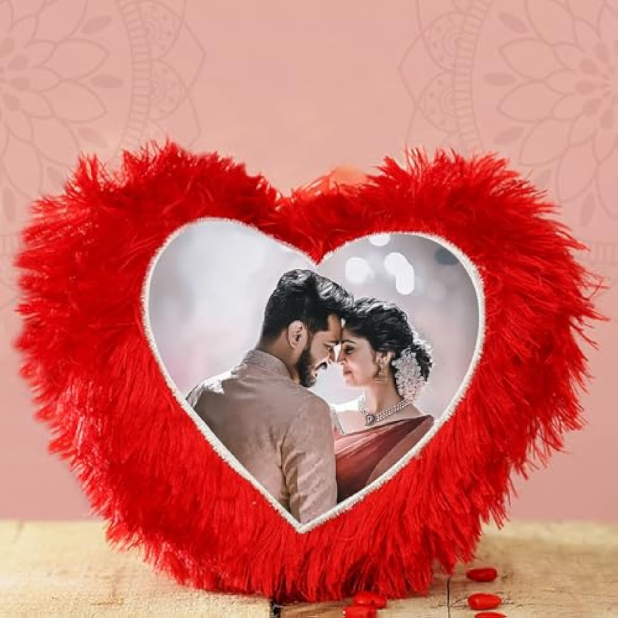 Personalized Heart Shape Fur Cushion, Customized Gift