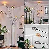  hofstein Lampadaire Nikkala, lampadaire en métal noir/gris fumé/ambre avec pied en marbre, lampe réglable au design vintage, interrupteur sur le boîtier, 250 cm, E14, salon, chambre à coucher, bureau