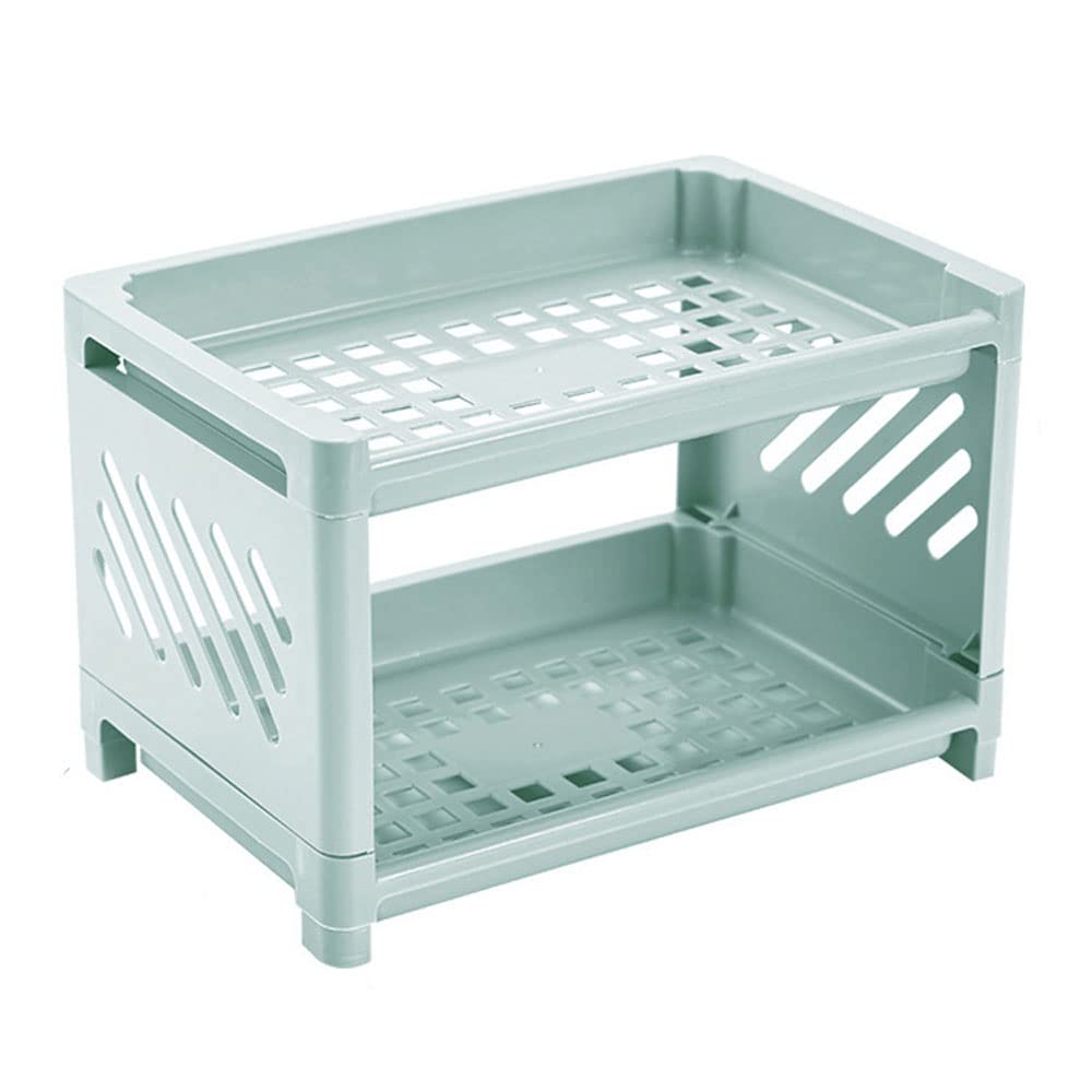 Jaugufiy 2 Tier Plastic Countertop Shelf Organizer Storage Rack, Multifunction Pantry Storage Organizer Kitchen Spice Rack Bathroom Shelf Organizer