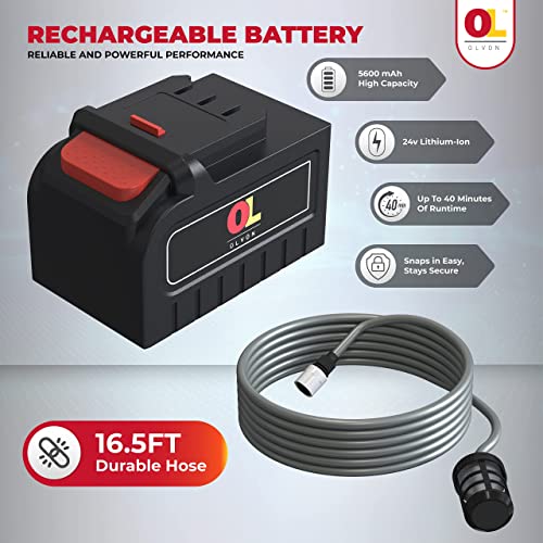 Olvon 24V Cordless Pressure Washer - Portable Pressure Washer Gun With 6-In-1 Multifunction Nozzle | Cordless Power Washer With Battery And Charger - Pressure Washer Foam Cannon - Car Wash Foam Gun #TOP2