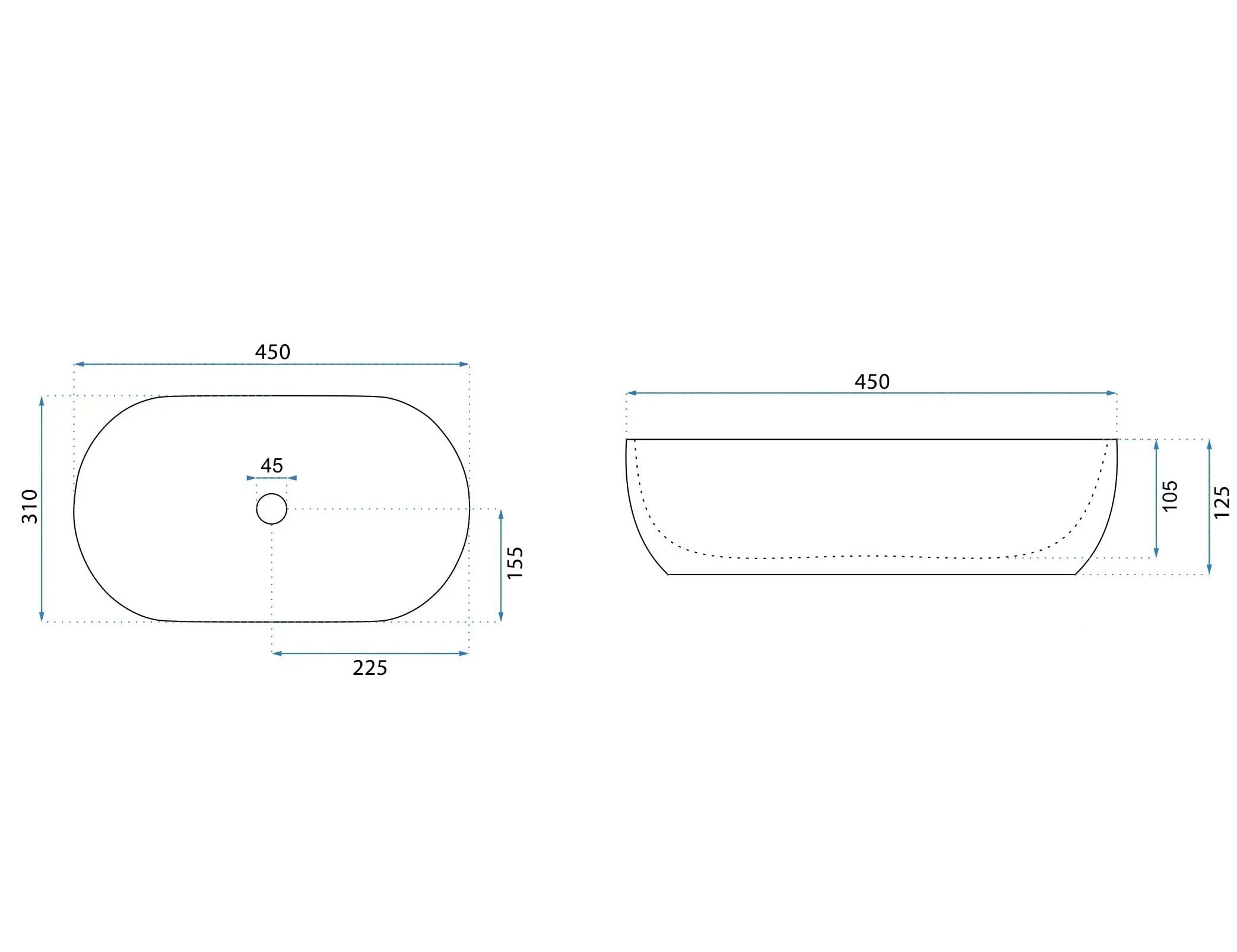 Lavabo Sobre Encimera Rea Amelia 45 White 45X31X12,5Cm