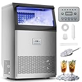 Mountman Commercial Ice Maker,110 lbs/24H,Stainless Steel Ice Machine with 33 lbs Storage Capacity,50 Cubes in 14 Mins,Water Filter,Under Counter/Freestanding Ice Makers for Home,Restaurant,Bar,Cafe