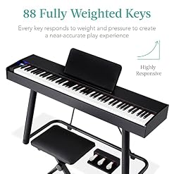 Best Choice Products Piano numérique pleine grandeur avec poids de 88 touches, jeu de clavier électronique pour tous les niveaux d’expérience avec support en U, 3 unités de pédale de sustain, - Les Beatles, Paul McCartney, John Lennon, RIngo Starr, George Harrison Best Choice Products Piano numérique pleine grandeur avec poids de 88 touches, jeu de clavier électronique pour tous les niveaux d'expérience avec support en U, 3 unités de pédale de sustain, – Image 3