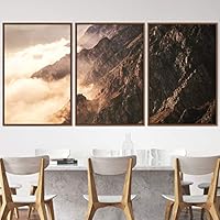 3 Piece Framed Canvas Wall Art Foggy Mountains Canvas Prints Home Artwork Decoration for Living Room,Bedroom - 16