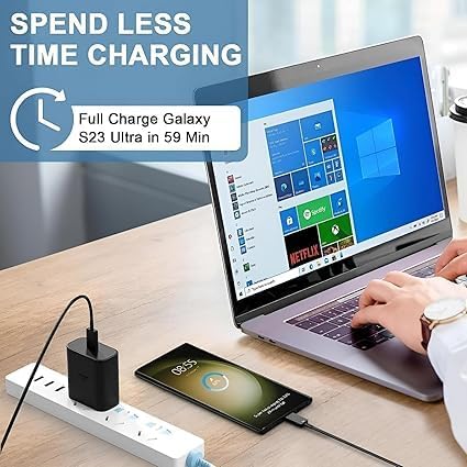Image of Original 25W Gan USB-C Superfast Charger Adapter Compatible With Samsung Galaxy S /A /M /F /Z Series-For S25 /S24 /S23 /S22 Ultra /S21 /21FE /S20 /Note /M54 /M53 5G /M33 /M23 /A34 /A54 5G /A13 (DEC158), Black
