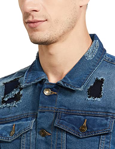 Image of The Indian Garage co MenSlim Fit Solid Denim Trucker Jacket