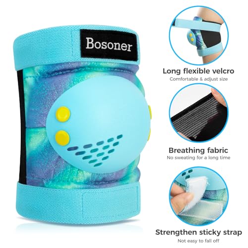 Bosoner Knee Elbow Pads For Kids: Roller Bike Protective Gear With Wrist Guards For Toddler And Kids thumb #2