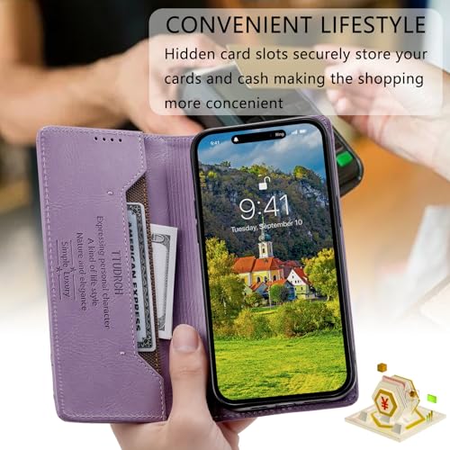Coque cuir iPhone 14 Pro vert étui magnétique de qualité supérieure