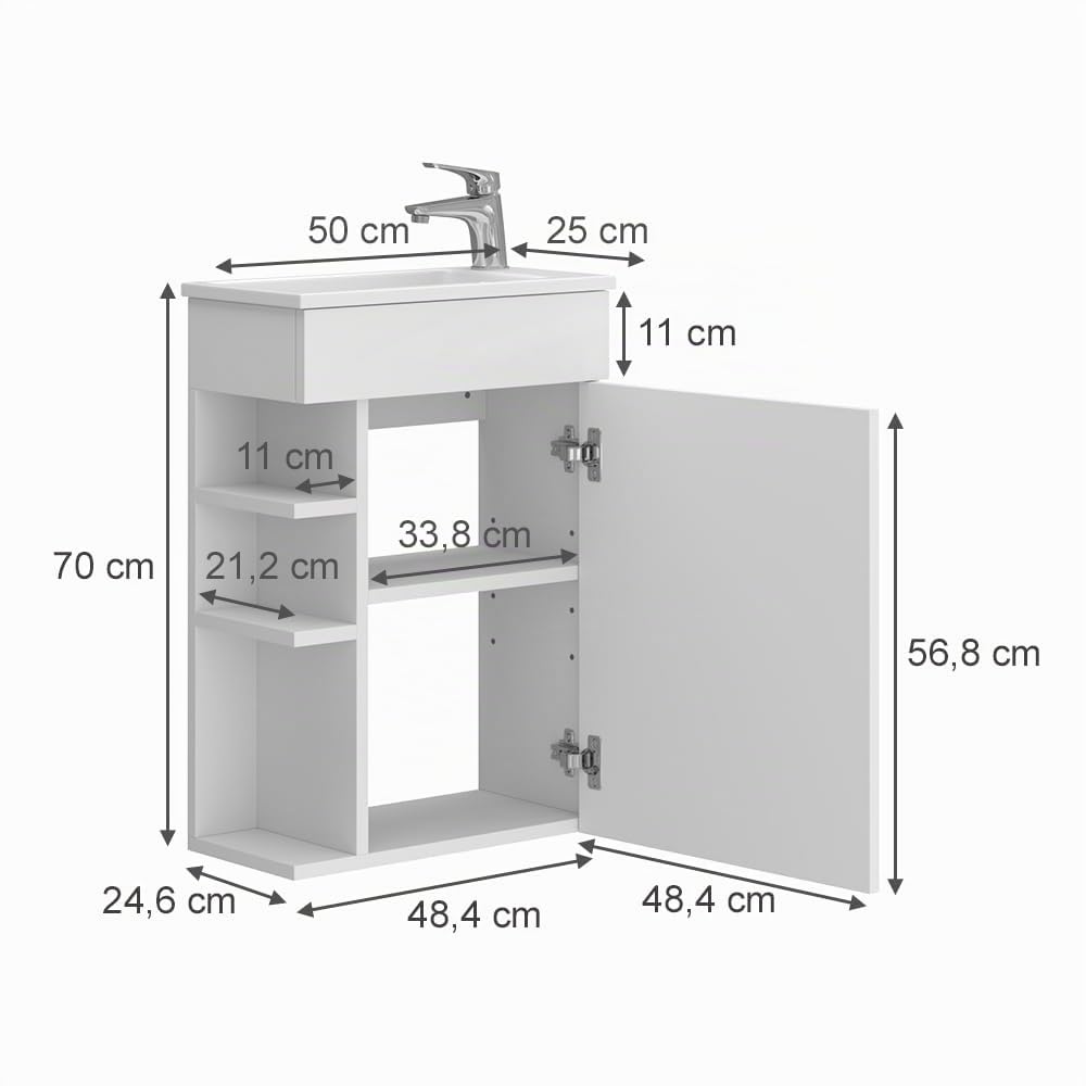 Vicco Ensemble de Meubles de Salle de Bain Amadeo, Blanc 50 cm