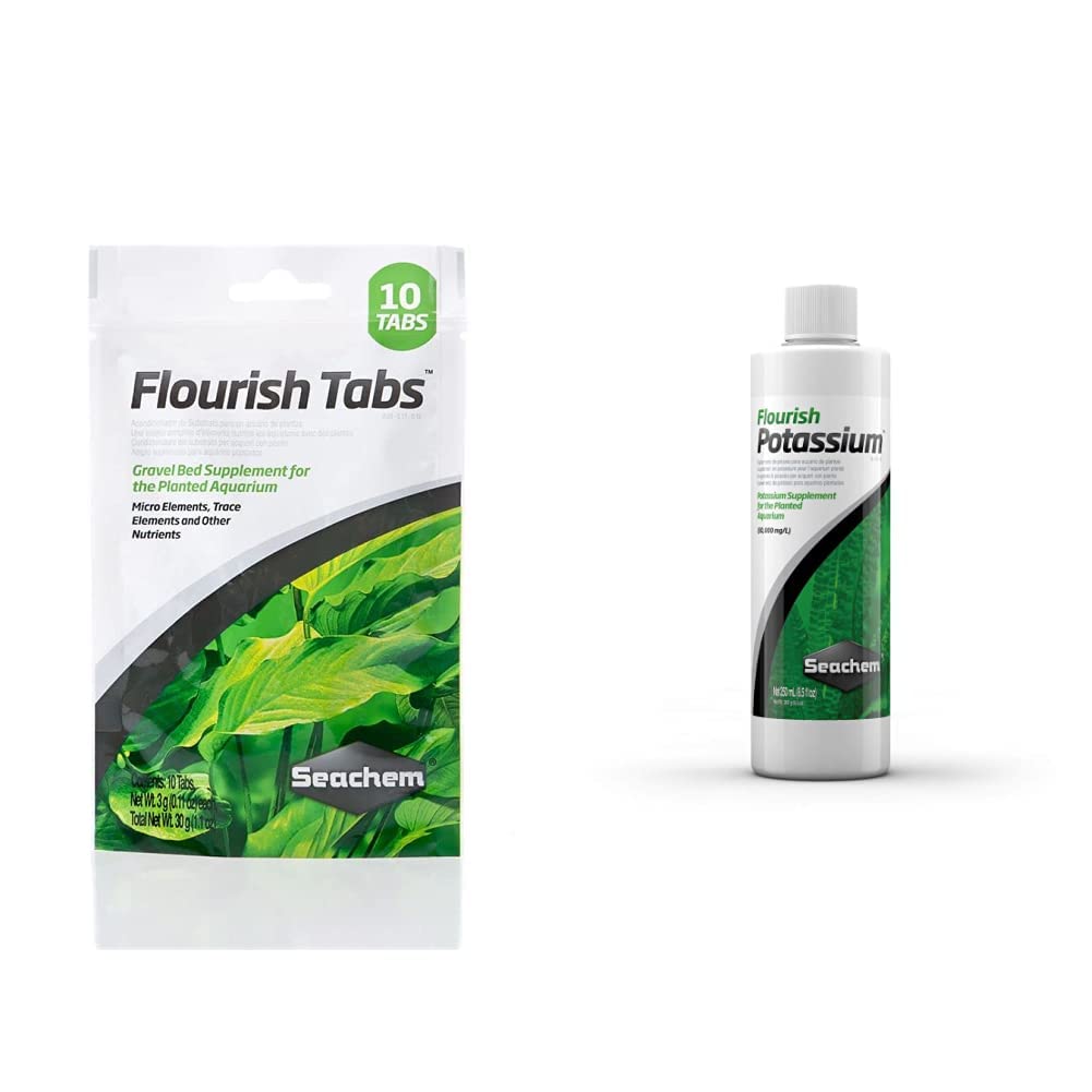 Seachem Flourish Tabletas de Cama de Grava, 10 Unidades & Flourish Potasio Líquido para Plantas, 500 ml