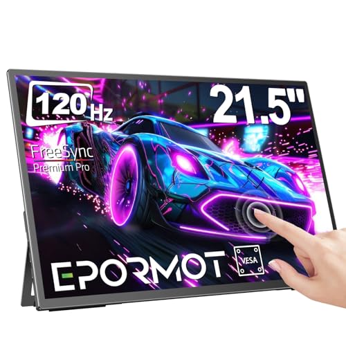 Image of Portable Monitor Touchscreen 21.5 inch 120hz, FHD 1080P Portable Gaming Monitor w /VESA Stand HDR Speakers USB C Mini HDMI for Phones PC Gaming Devices, Travel Second Screen for Business