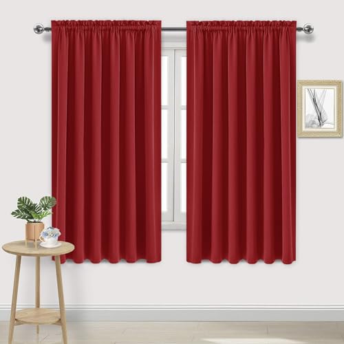 DWCN Blackout Curtains for Living Room Thermal Insulated, Energy Saving & Noise Reducing Bedroom Curtains, Red, W 70x L 72 Inch, Set of 2 Rod Pocket Curtain Panels by DWCN - Used condition - US$21.28