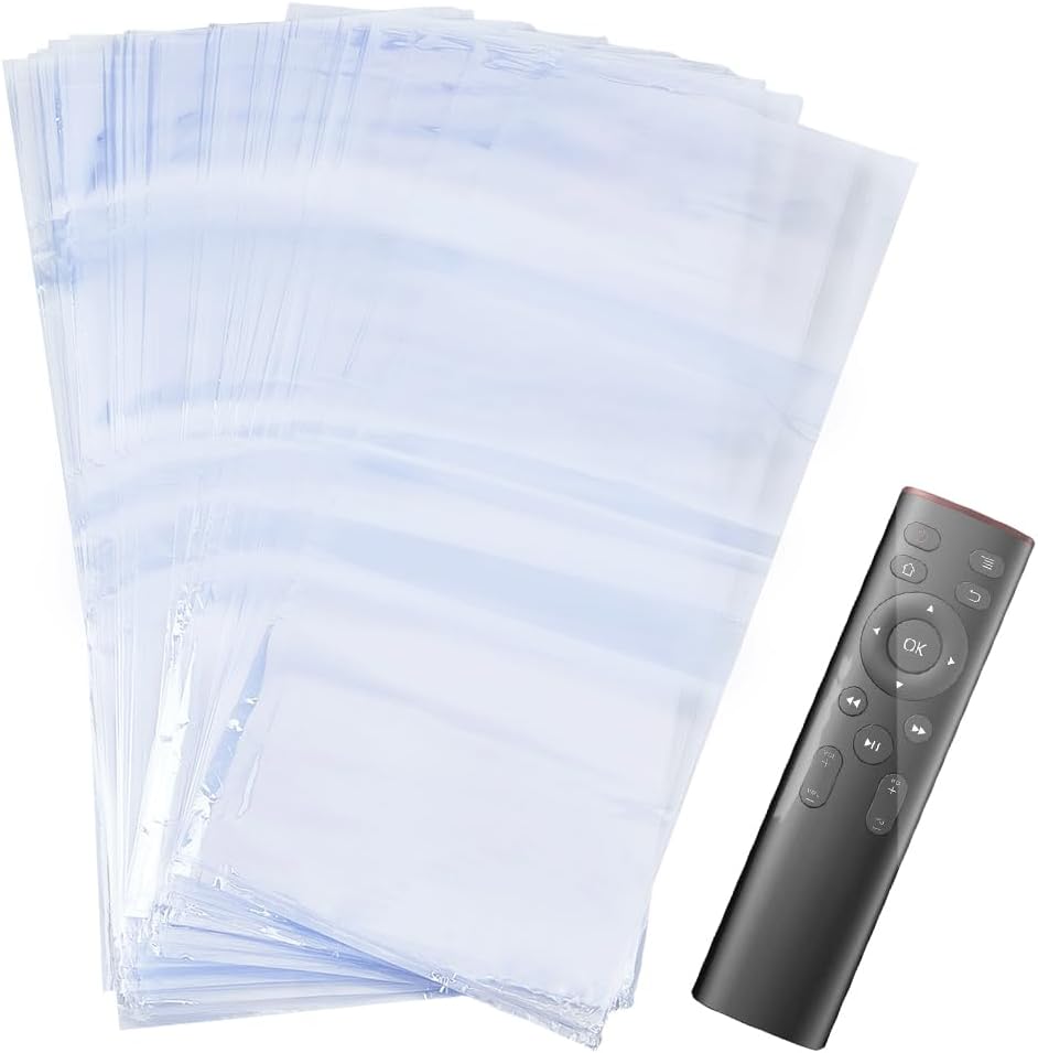 GORGECRAFT 11x5inch 100PCS Remote Control Shrink Wrap Bags Cover Protector Dustproof and Waterproof Clear Plastic Heat Shrink Bags Protective Film for TV Video Air Condition Remote Control