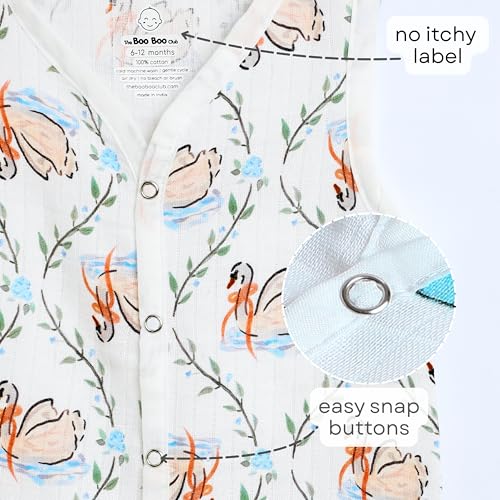 Image of The Boo Boo Club Organic Cotton Baby Jhabla | Pack of 4 Newborn Sleeveless Jabla | Newborn Infant Summer Wear | Soft & Breathable Muslin Fabric | Easy Button Closure Vest