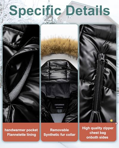 Image of Boy's Winter Coat Waterproof Kids Puffer Jacket Thicken Parka Fleece Lined Bubble Ski Snow Outerwear with Fur Hood